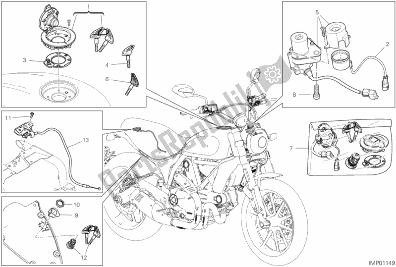 All parts for the 13e - Electrical Devices of the Ducati Scrambler Icon Brasil 803 2020